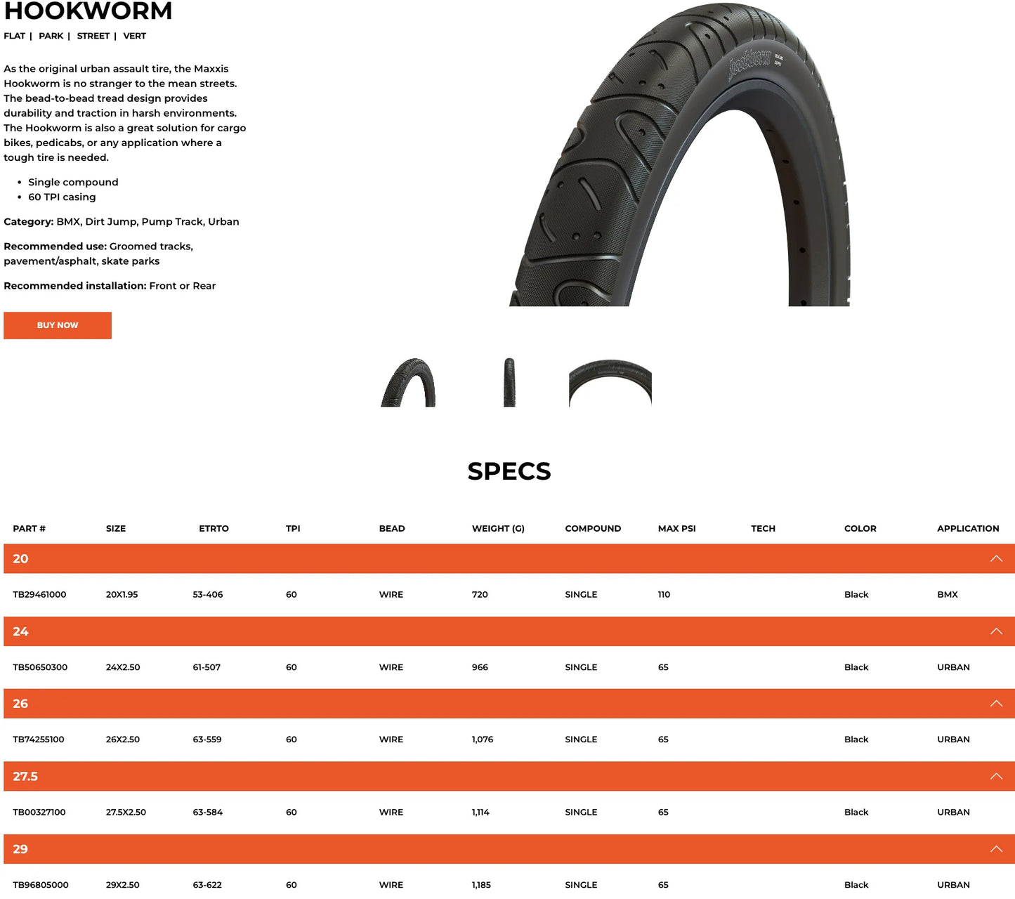 MAXXIS HOOKWORM 27.5 x 2.5